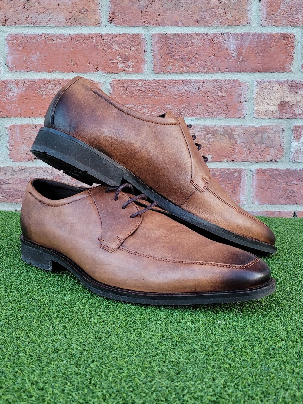 Mens ECCO Brown Leather Lace Up Dress Shoes - Euro 47 - US Size 13